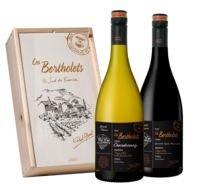 Les Bertholets geschenk wijnkist grande reserve Chardonnay en gsm