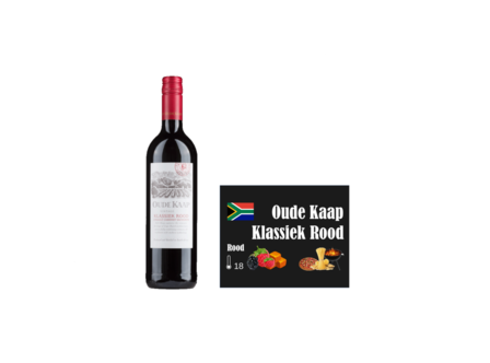 Oude Kaap Klassiek Rood Zuid Afrika I Like Wine met wall of wine wijnkaartje