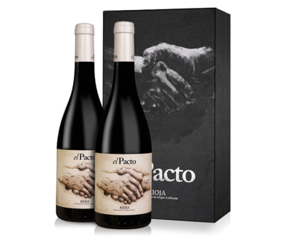 El Pacto giftbox 2 flessen rioja shake hands handen schudden I Like Wine ILikeWine.nu 