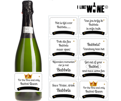 Cava met eigen etiket bubbel geschenk bubbel