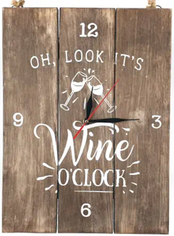 Klok It's Wine O'Clock Natural wood