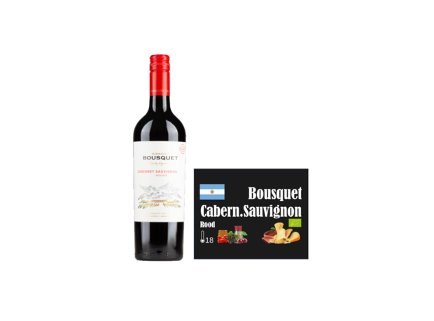 Domaine Bousquet Cabernet Sauvignon bio I Like Wine met wall of wine wijnkaartje