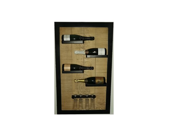 regiment Harmonie Leraren dag Luxury wine rack 4 bottles / 4 glasses - ilikewine.nu