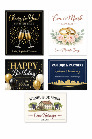 Voorbeeld etiketten wijn persoonlijk label