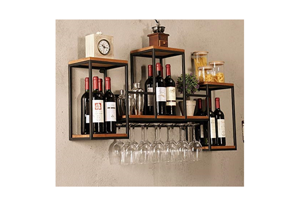 100049 Wijnrek 3 delig met glashanger SSA-WF-105