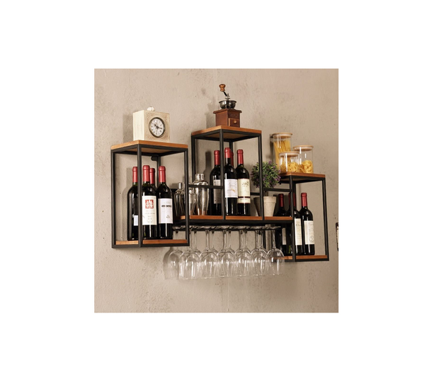 100049 Wijnrek 3 delig met glashangers I Like Wine