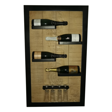Wijnrek 4 fles / 4 glazen
