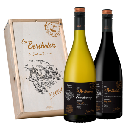 Geschenkkist Les Bertholets Grande Reserve Chardonnay & GSM