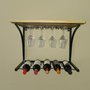 Wine rack for 6 bottles and glasses